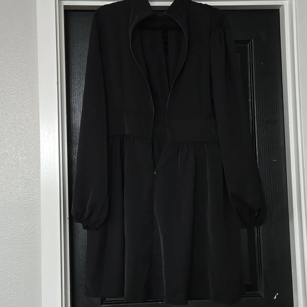 Black Mockneck Long Sleeve Cut Out Fit And Flare Dress XL - Picture 5 of 11
